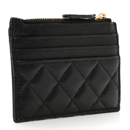 Chanel Caviar Quilted CC Zip Card Holder Black 3 of 9