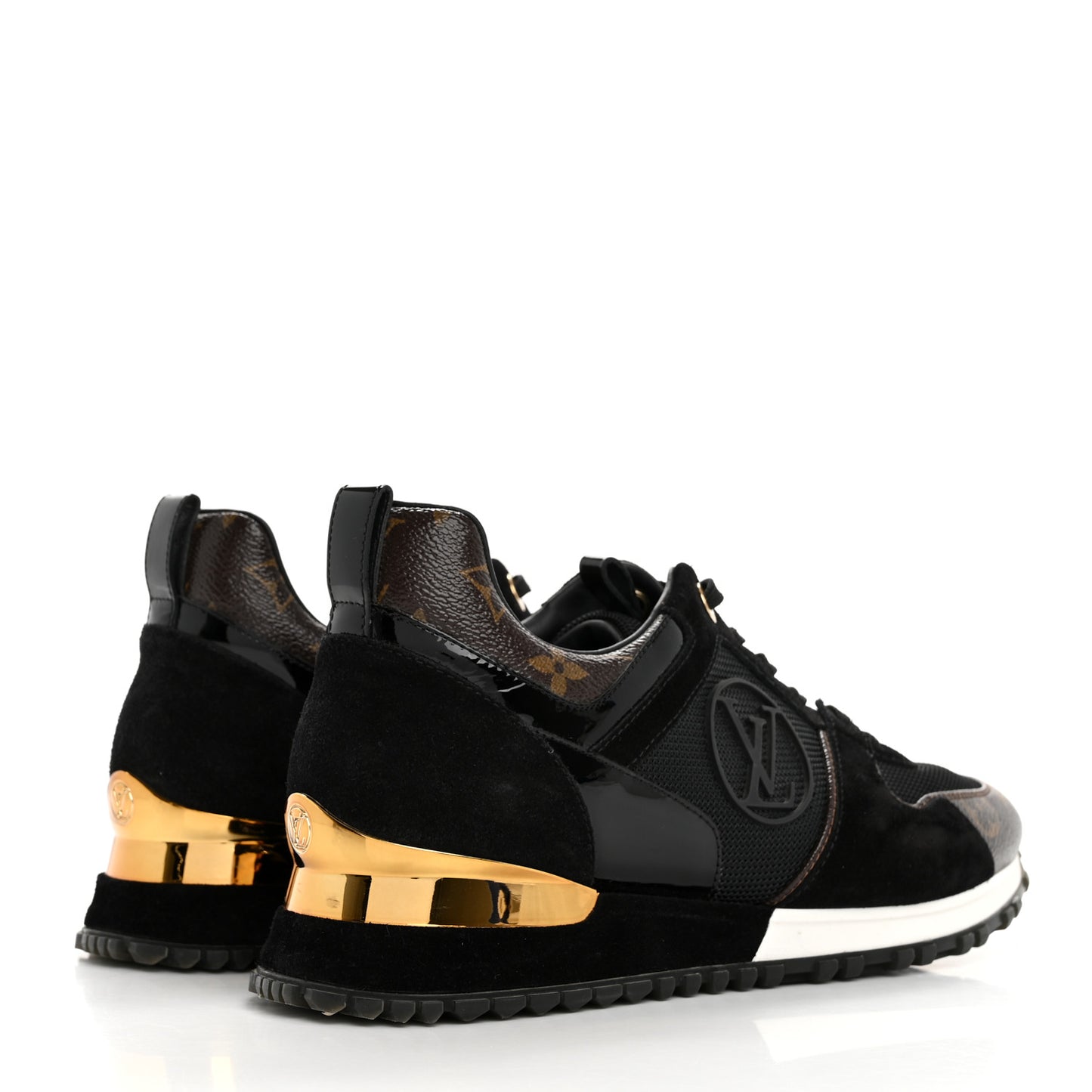 Suede Monogram Run Away Sneakers 37.5 Black