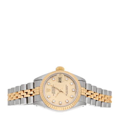 Rolex Stainless Steel 18K Yellow Gold Diamond 26mm Oyster Perpetual Datejust Watch Champagne 69173 2 of 4