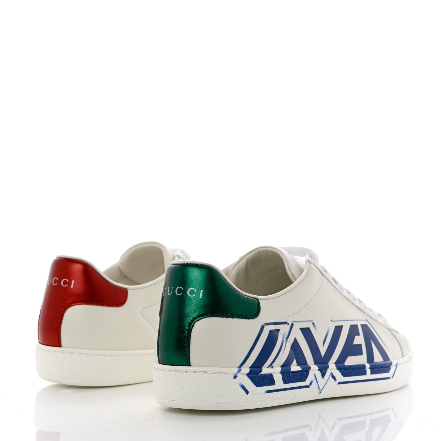 Calfskin Nappa LOVED Print Womens Ace Sneakers 37 White Red Flame Green