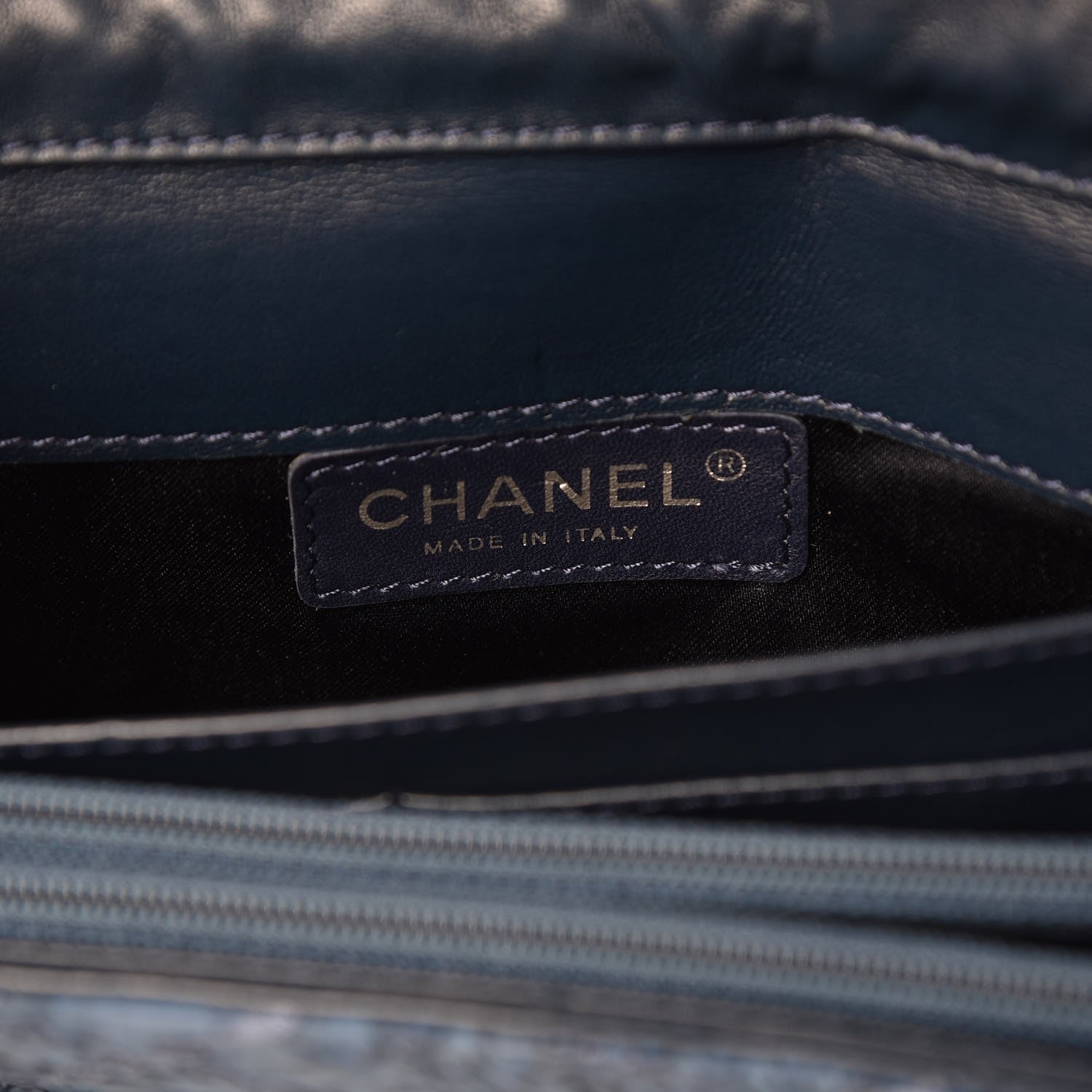 Chanel Matte Snakeskin Ultimate Stitch Flap Clutch With Chain Blue 6 of 7