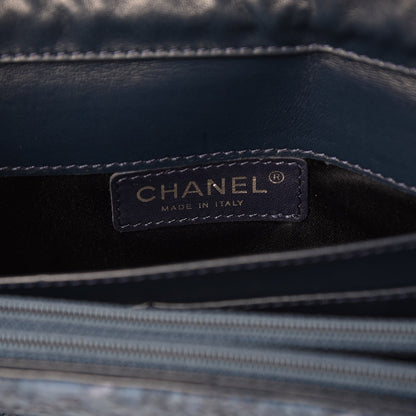Chanel Matte Snakeskin Ultimate Stitch Flap Clutch With Chain Blue 6 of 7