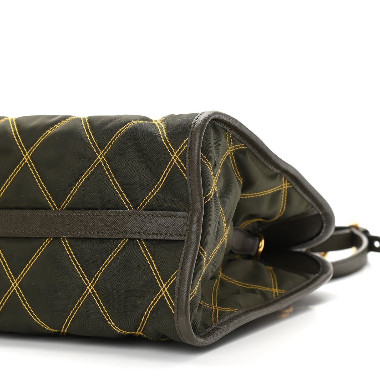 Saffiano Tessuto Nylon Impunturato Quilted Shopper Militare Soleil