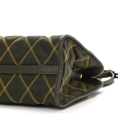 Prada Saffiano Tessuto Nylon Impunturato Quilted Shopper Militare Soleil 6 of 9