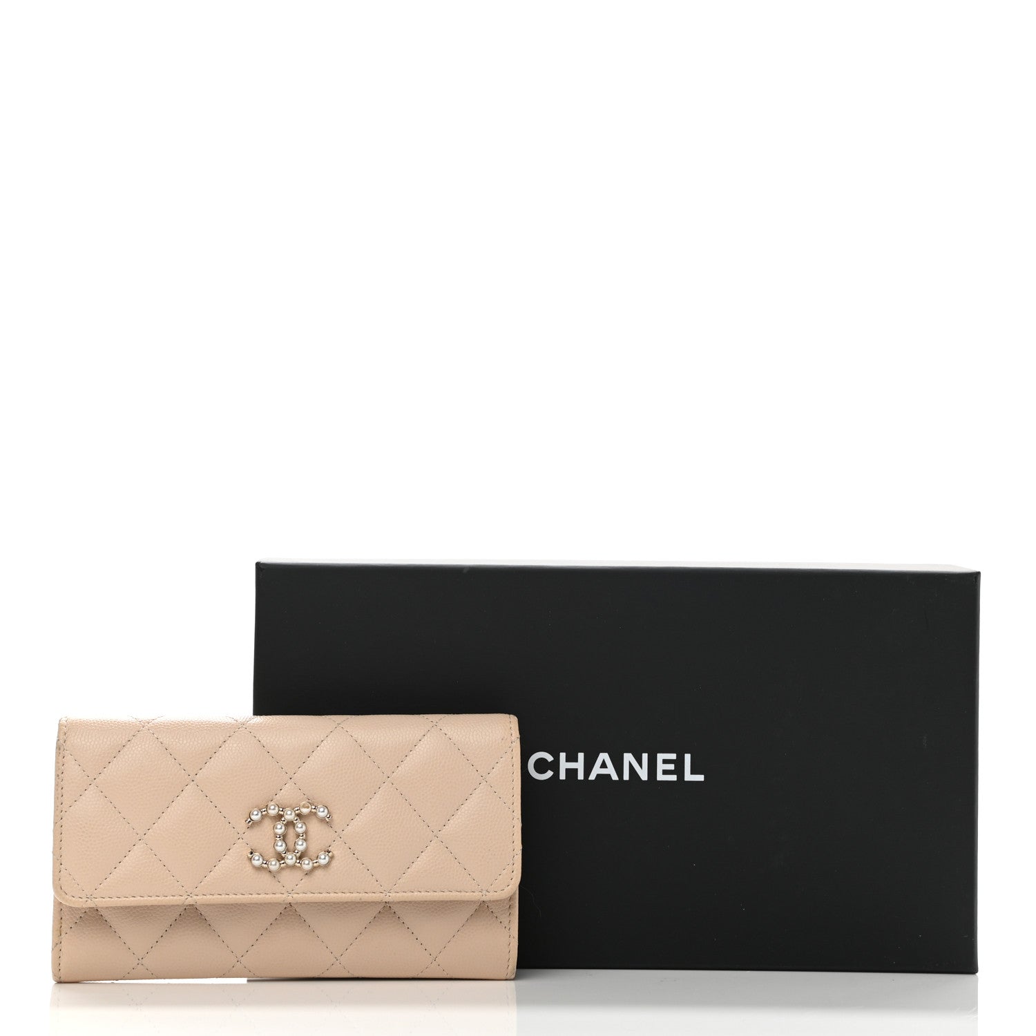 Chanel Caviar Pearl Quilted Coco Candy Wallet Beige 12 of 12