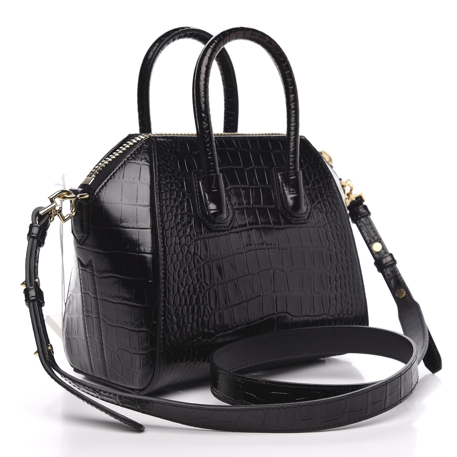 Givenchy Calfskin Crocodile Embossed Mini Antigona Black 3 of 10