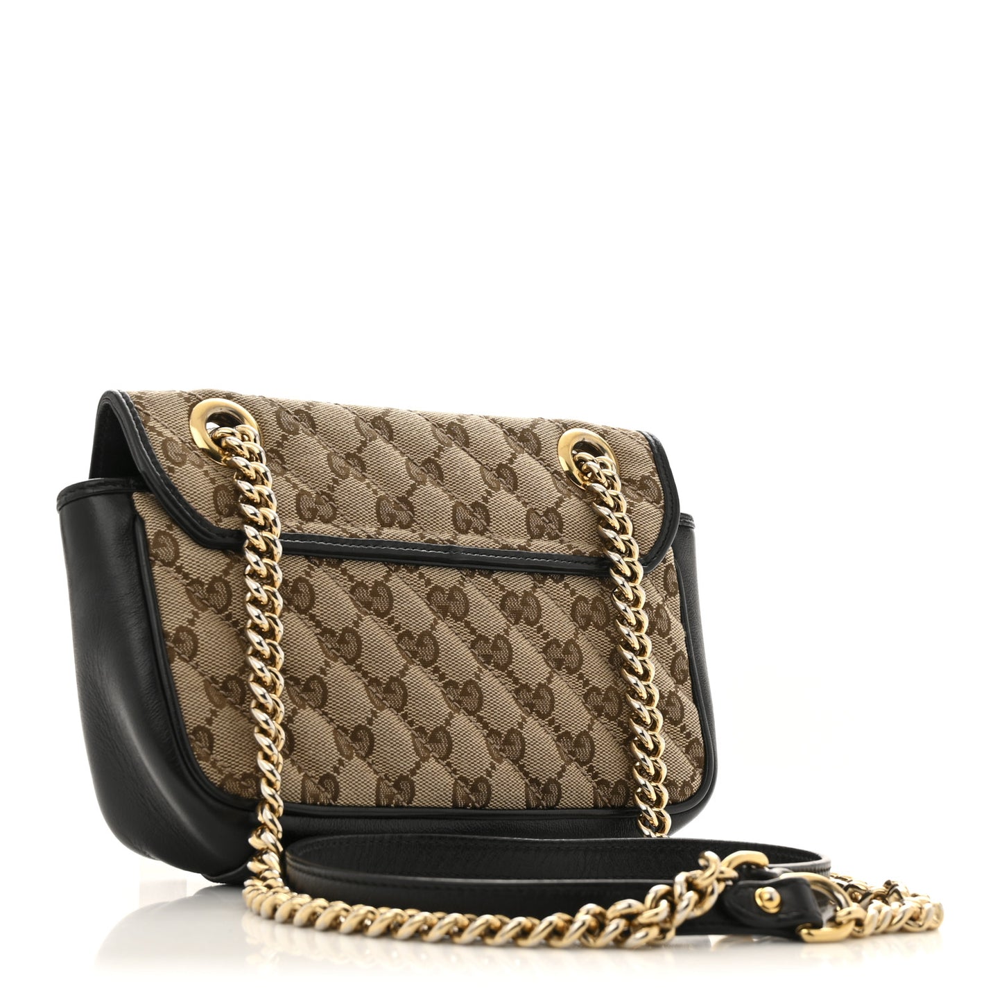 Monogram Matelasse Diagonal Mini GG Marmont Shoulder Bag Beige Black