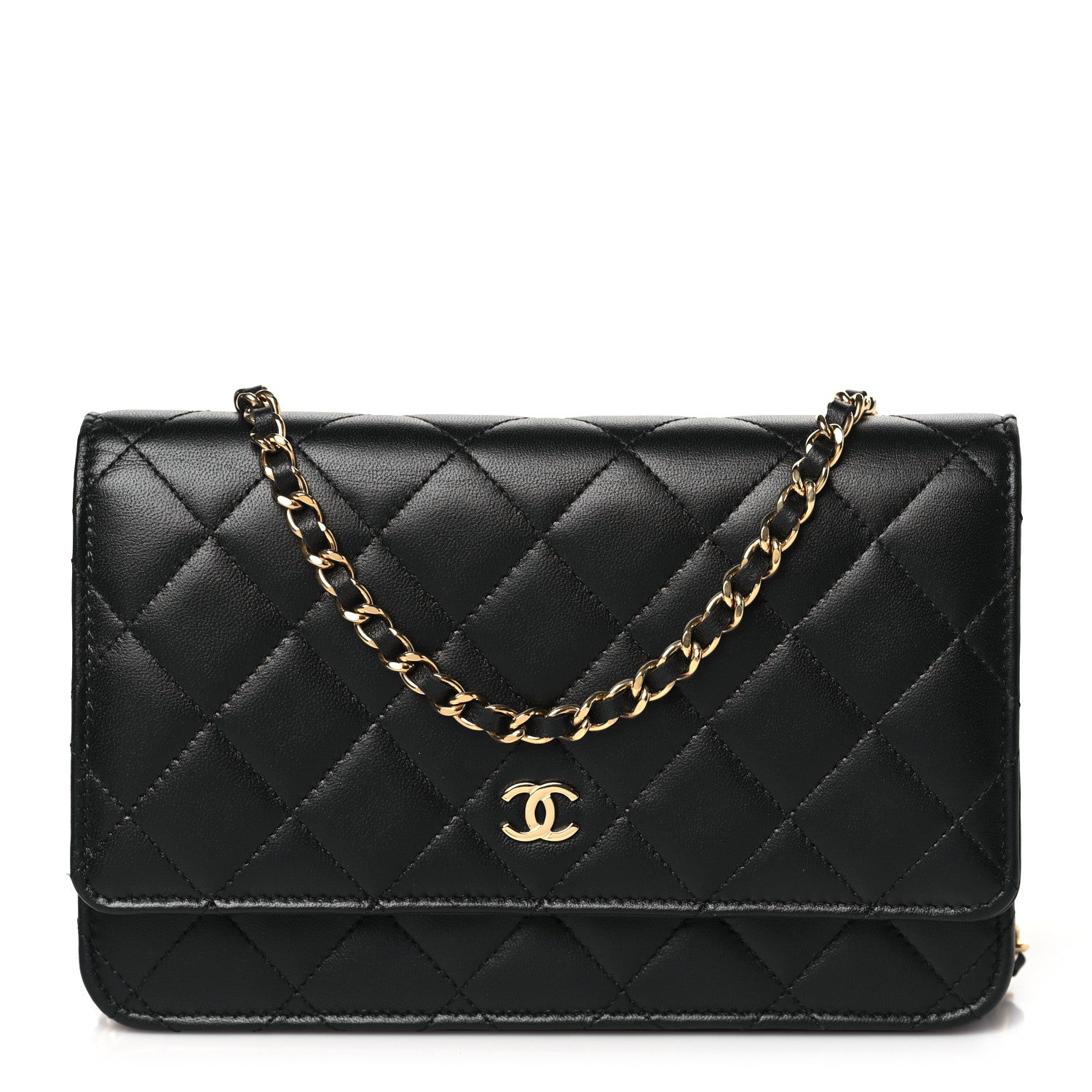 Chanel Lambskin Quilted Wallet On Chain WOC Black 1 of 11