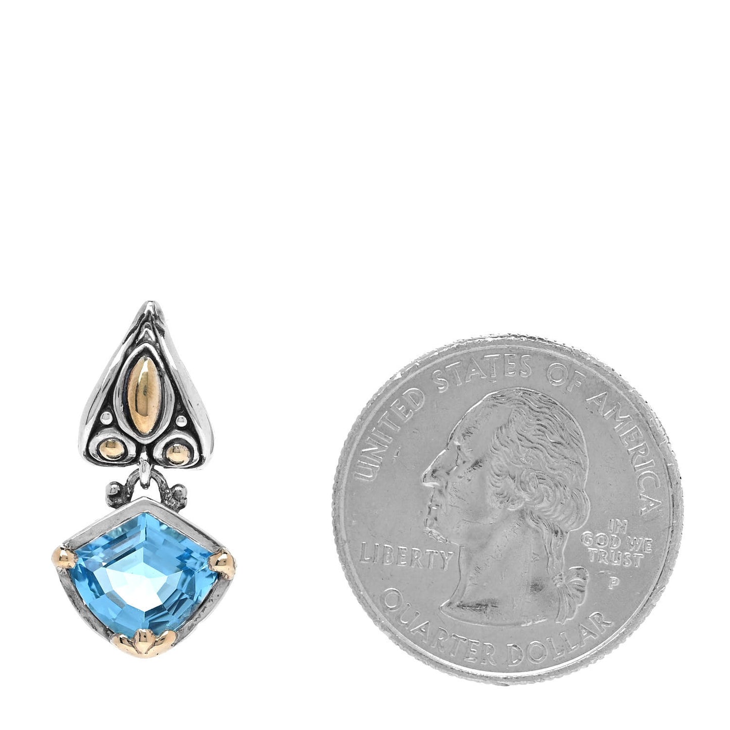 Sterling Silver 18K Yellow Gold Blue Topaz Pendant