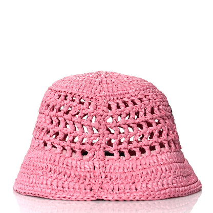 Prada Yarn Raffia Effect Crochet Logo Embroidered Womens Bucket Hat M Petalo 3 of 7