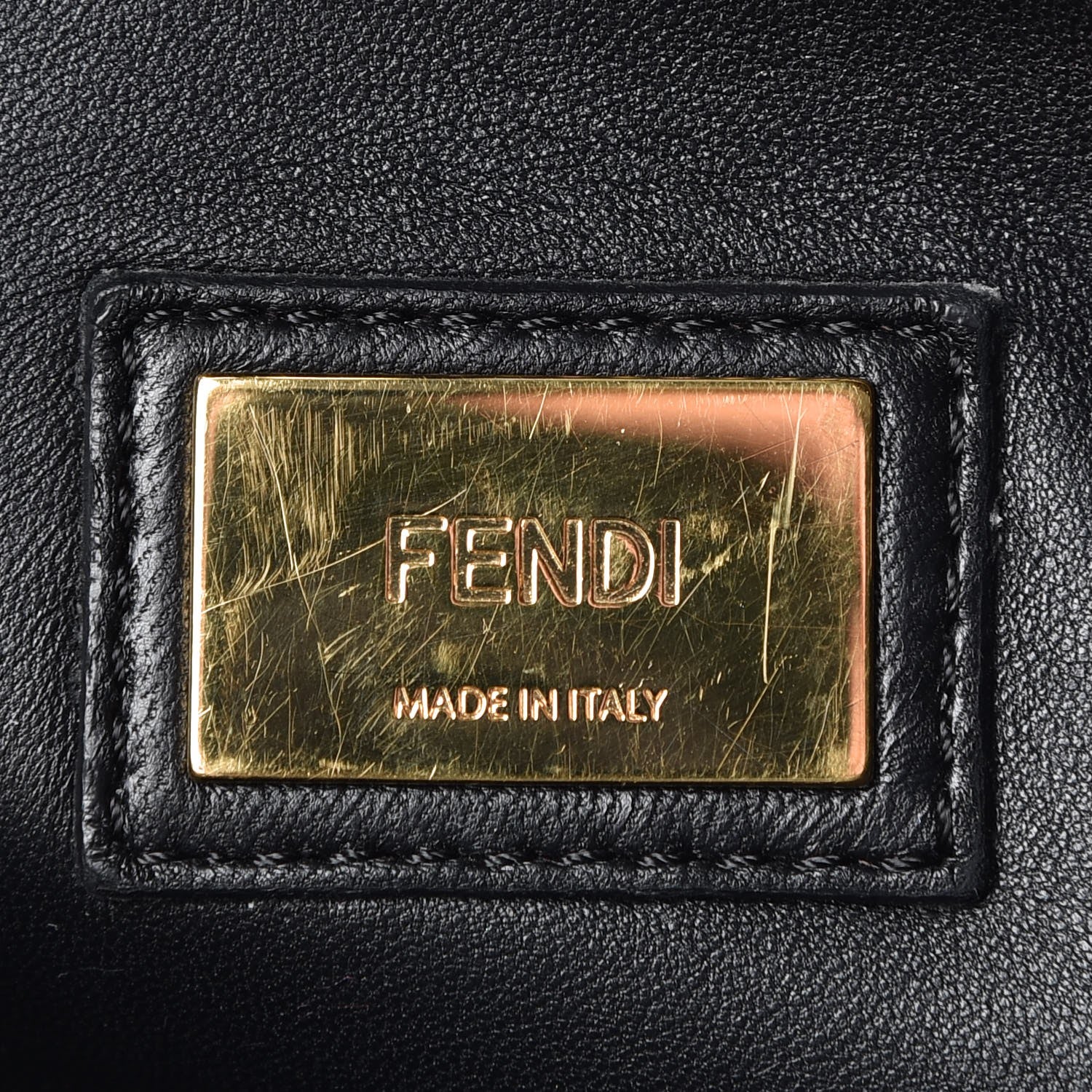 Fendi Vitello Seta Shiny Nappa Medium Peekaboo Iconic Satchel Black 6 of 11