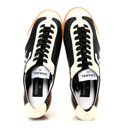 Chanel Calfskin Embossed Suede Sneakers 40 Black White 2 of 11
