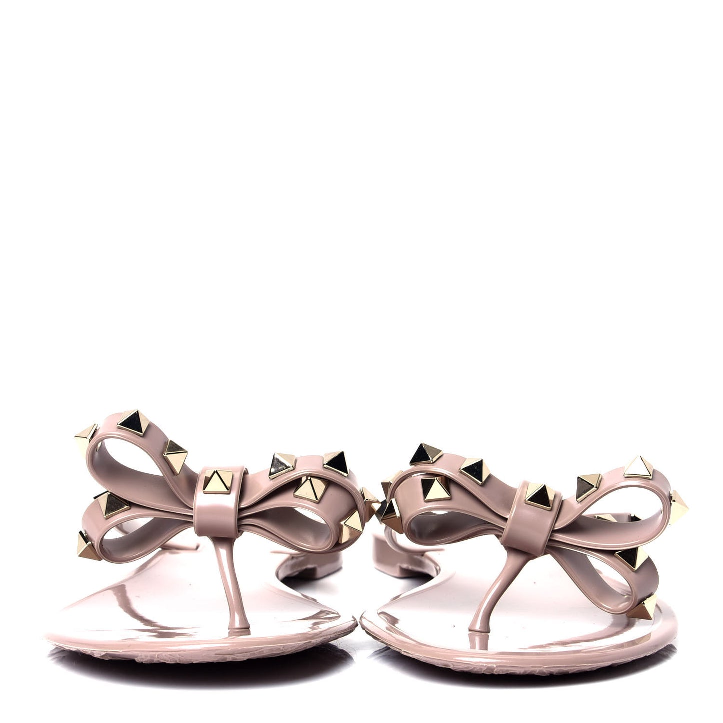 PVC Jelly Rockstud Bow Thong Sandals 39 Poudre