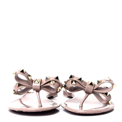 Valentino Garavani PVC Jelly Rockstud Bow Thong Sandals 39 Poudre 4 of 11