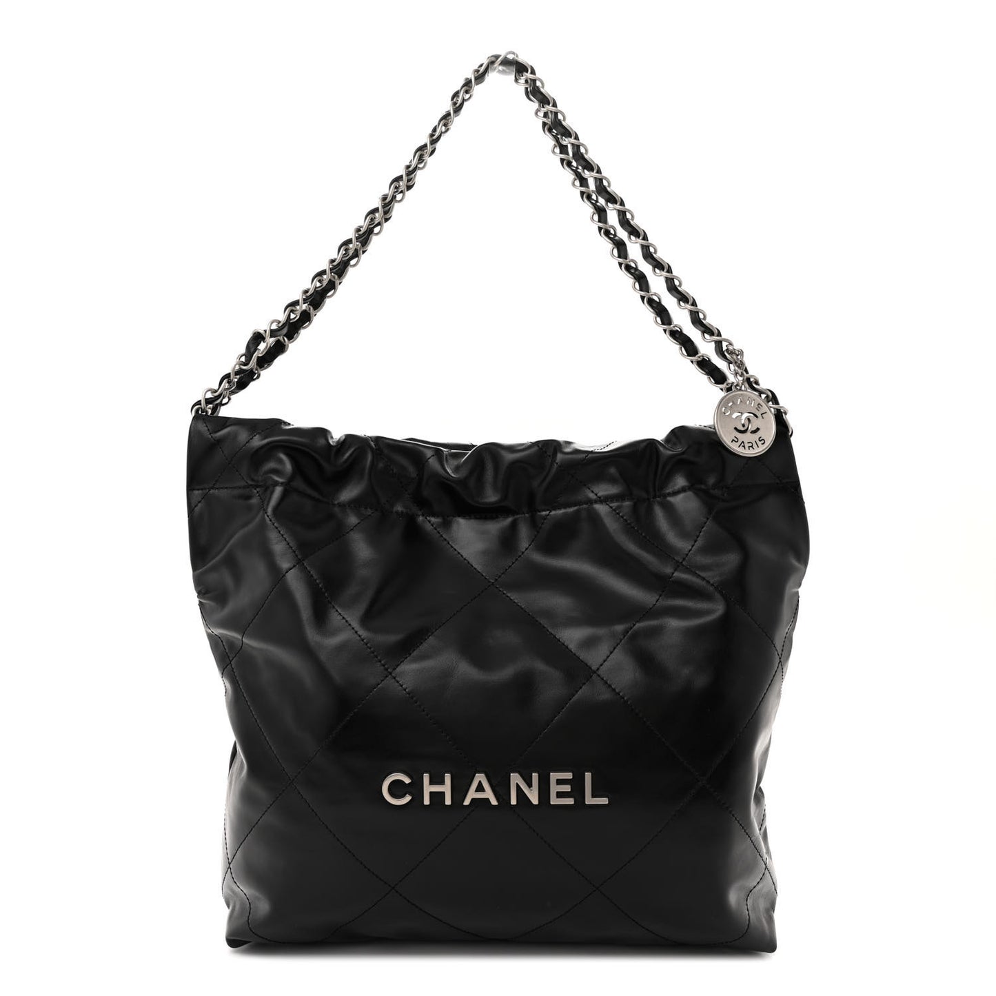 Shiny Calfskin Quilted Small Chanel 22 Black