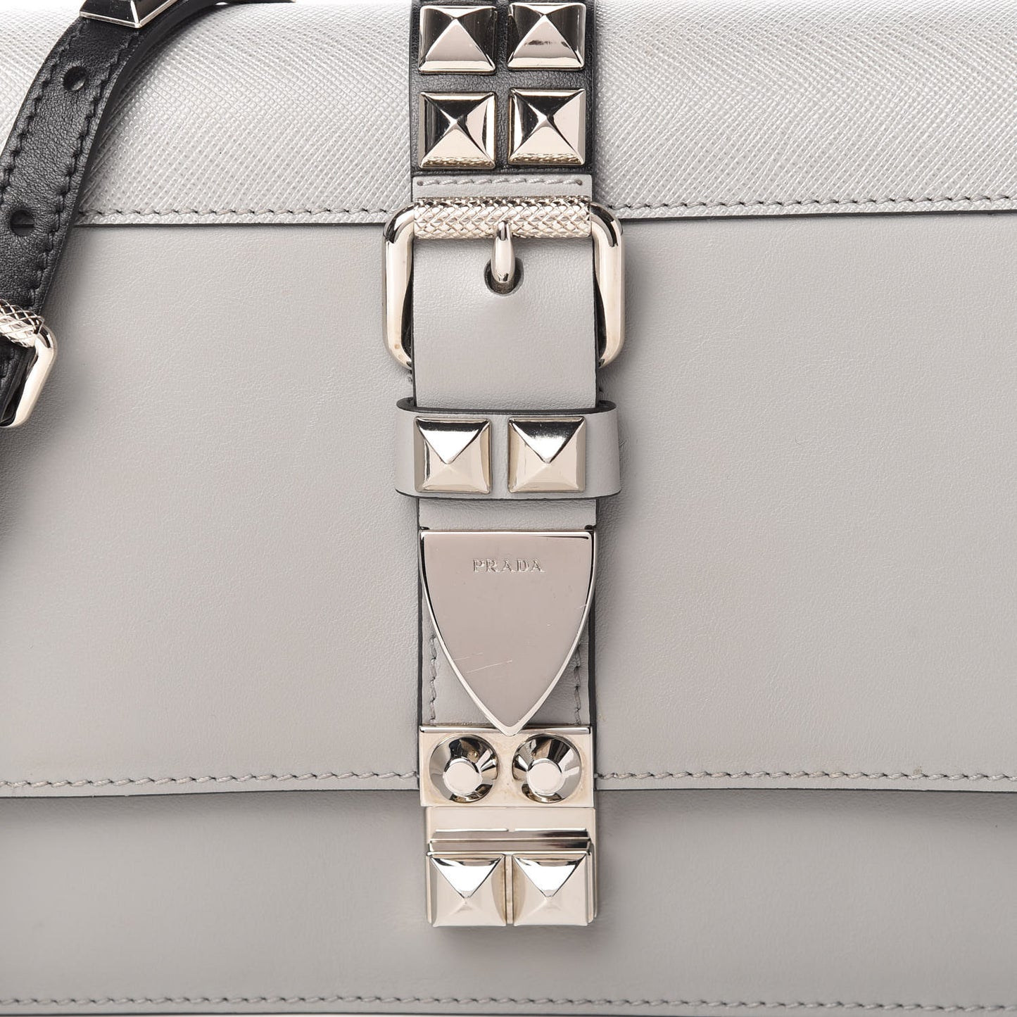 Saffiano City Calfskin Studded Large Elektra Shoulder Bag Nube