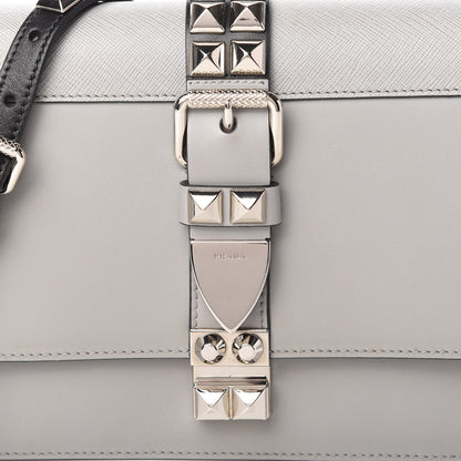 Prada Saffiano City Calfskin Studded Large Elektra Shoulder Bag Nube 9 of 10