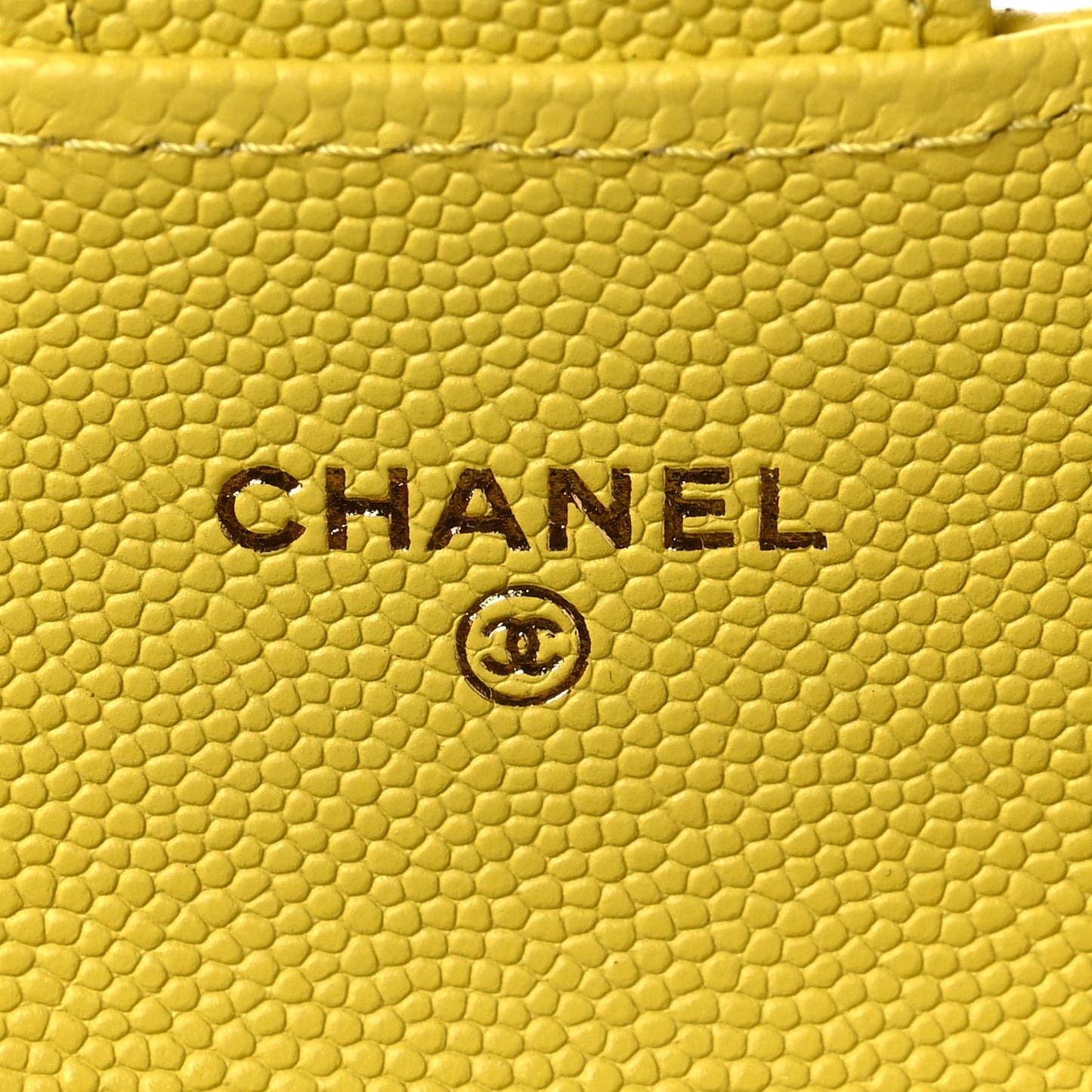 Caviar Quilted Flap Card Holder Wallet Yellow