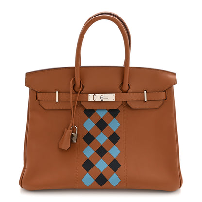 Hermes Swift Epsom Tressage Birkin 35 Gold Bleu de Nord Bleu Indigo 1 of 11