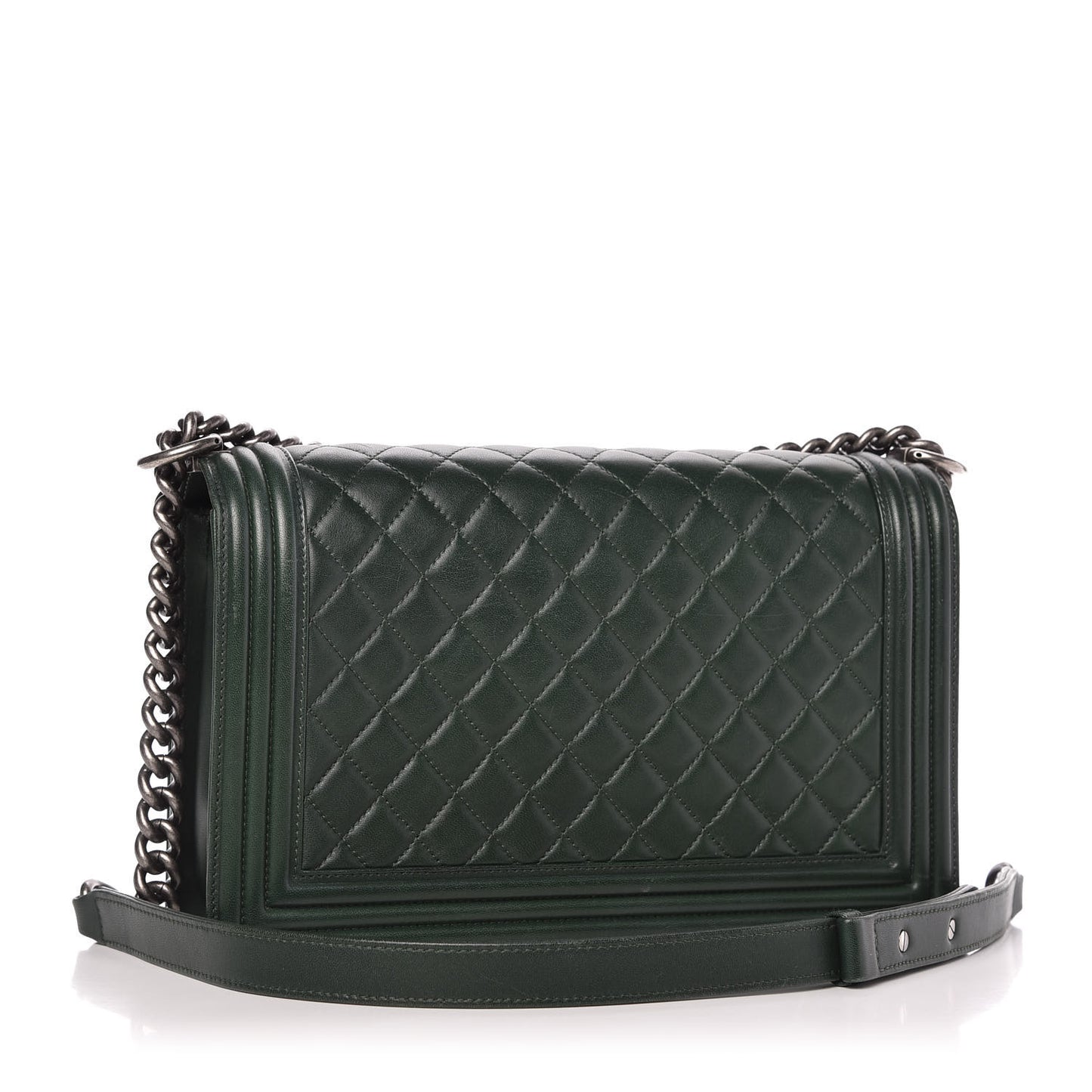 Lambskin Quilted New Medium Boy Flap Green