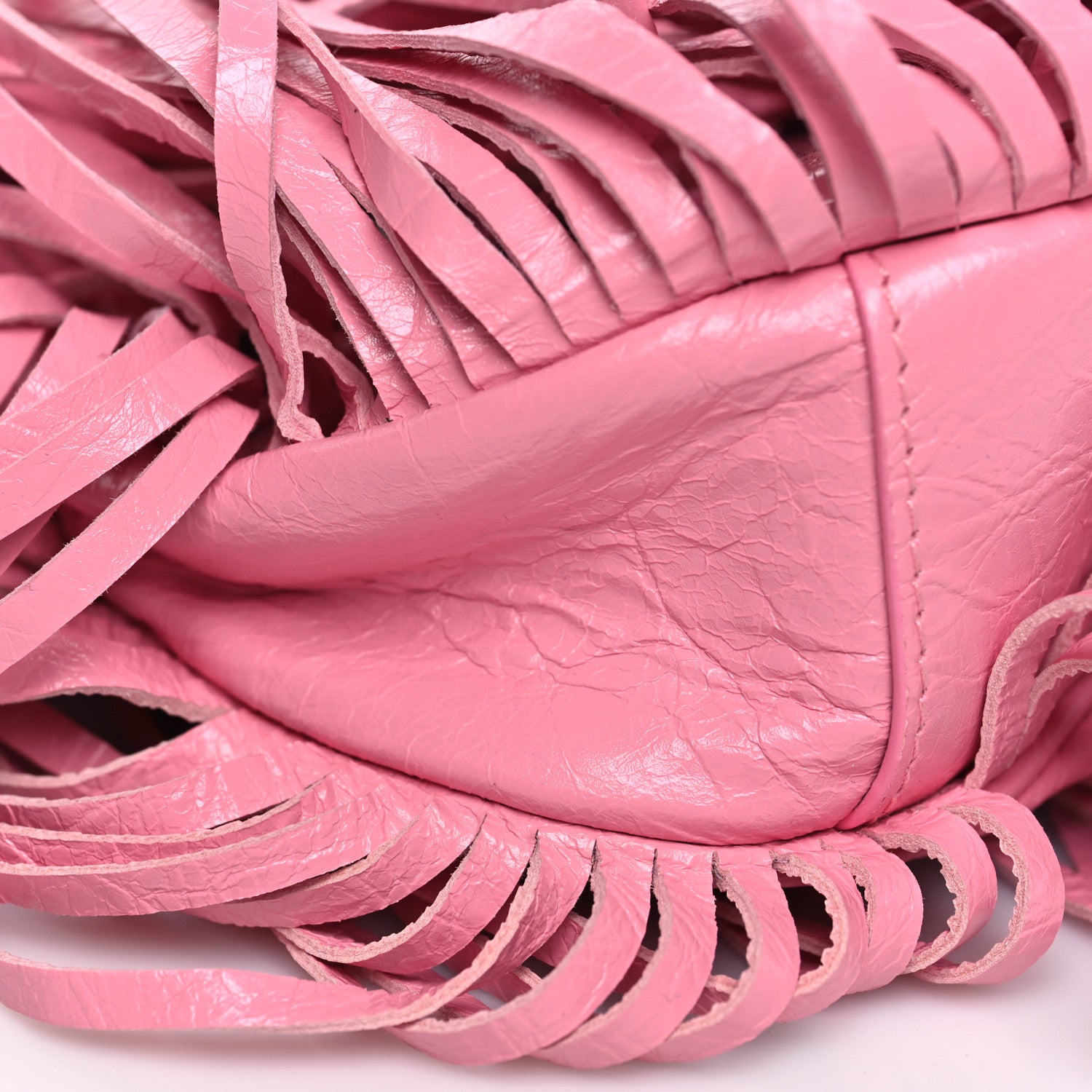 Balenciaga Agneau Arena Le Cagole Fringe Shoulder Bag XS Sweet Pink 9 of 10