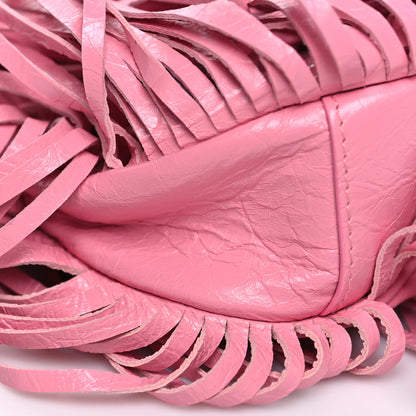 Balenciaga Agneau Arena Le Cagole Fringe Shoulder Bag XS Sweet Pink 9 of 10