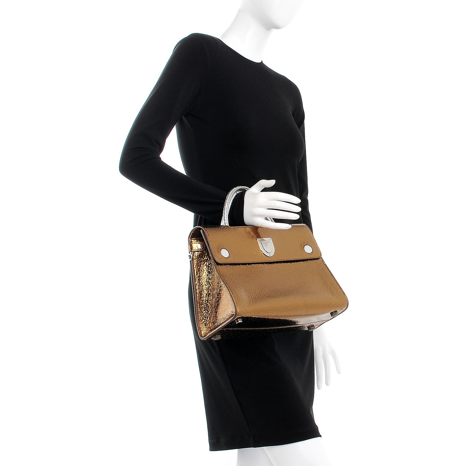 Christian Dior Metallic Calfskin Medium Diorever Flap Bronze 3 of 7