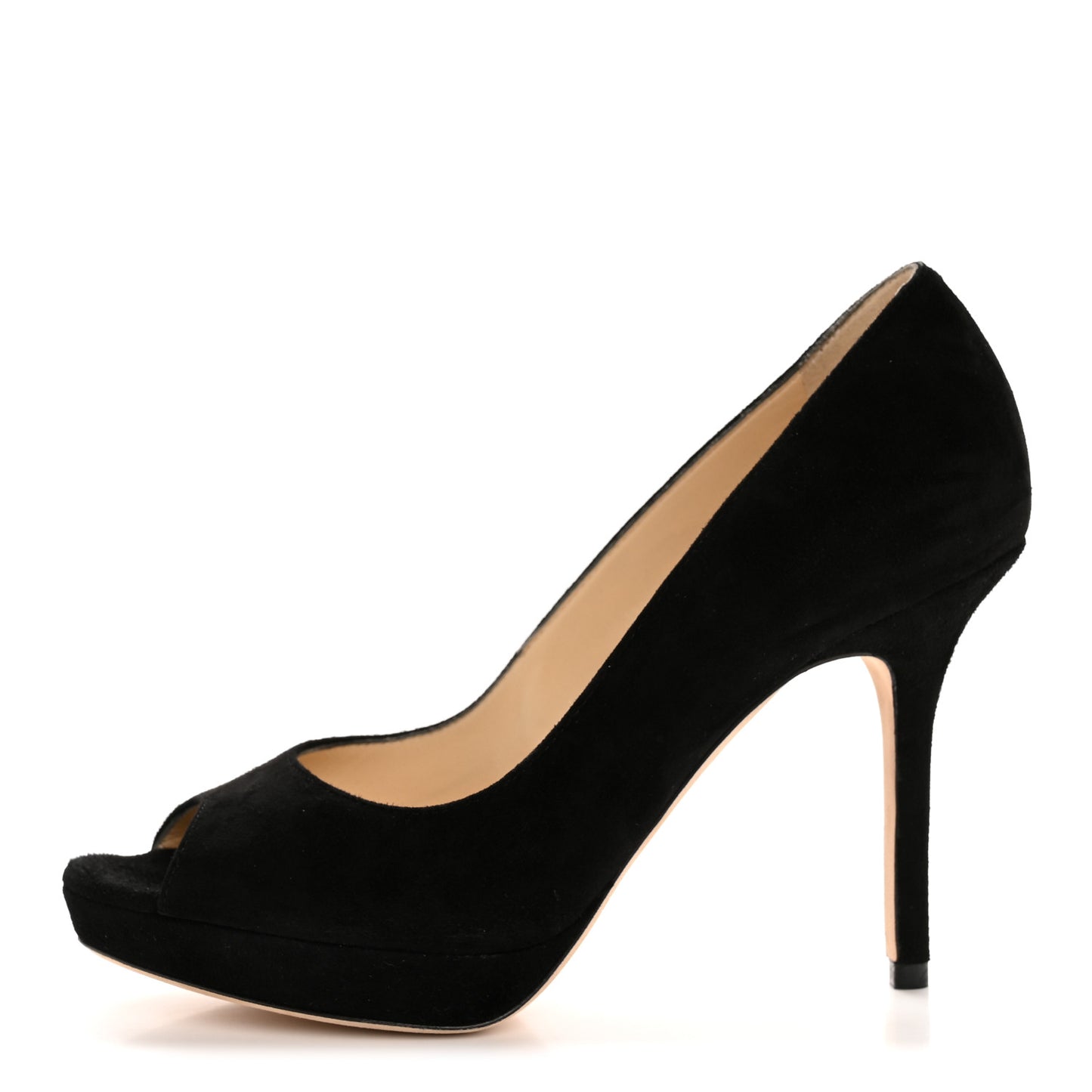Suede Luna 110 Platform Peep Toe Pumps 35 Black