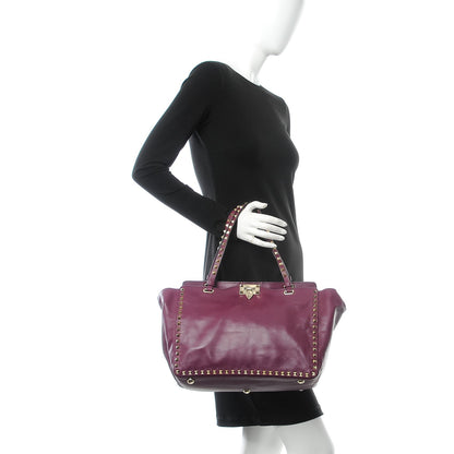 Valentino Garavani Vitello Medium Rockstud Tote Grape 3 of 9