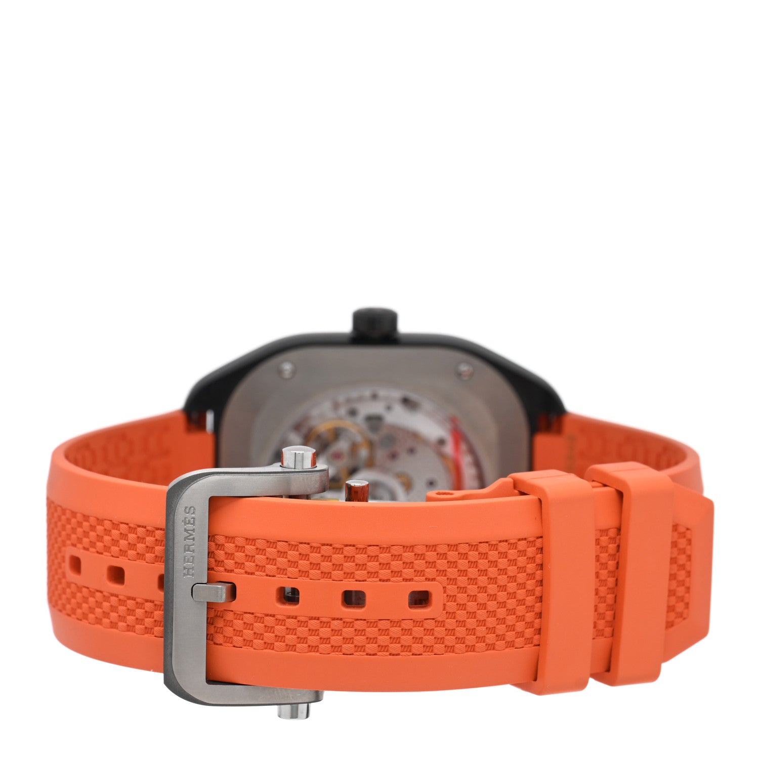 Hermes DLC Coated Titanium Rubber 39mm H08 Automatic Watch Orange 3 of 5