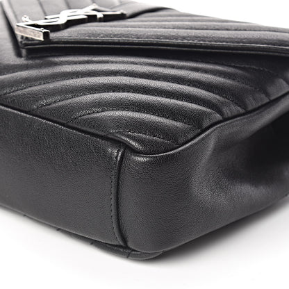 Saint Laurent Sheepskin Matelasse Chevron Monogram Medium College Bag Black 9 of 10
