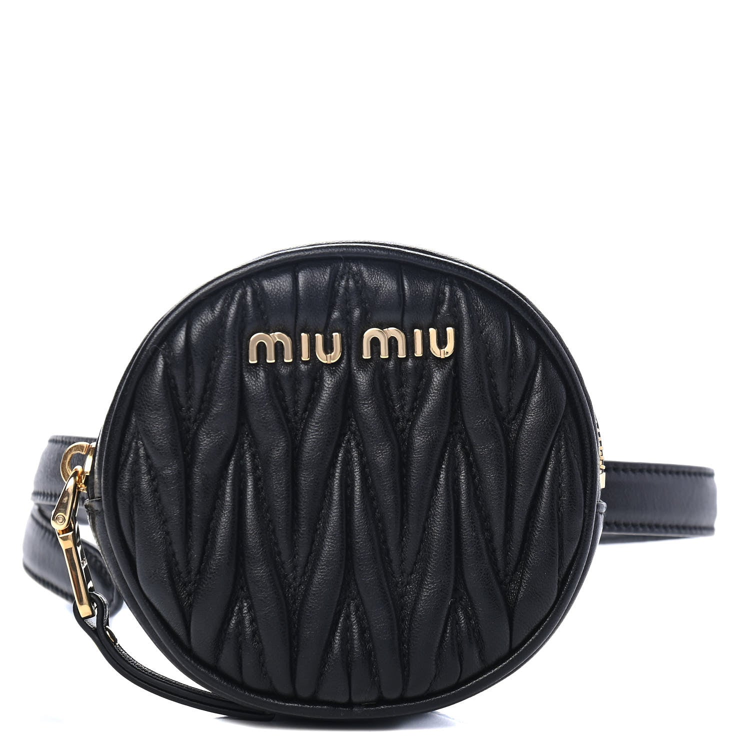 Miu Miu Nappa Matelasse Mini Round Belt Bag Black 1 of 4