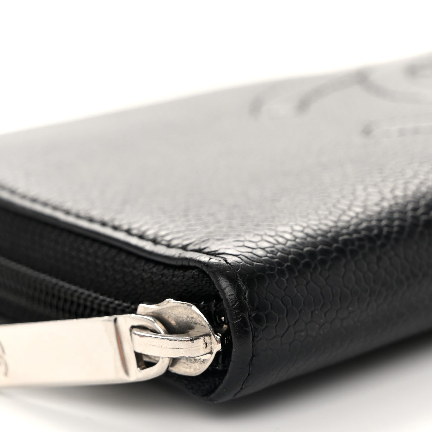 Caviar Large Timeless CC Zip Around Wallet Black