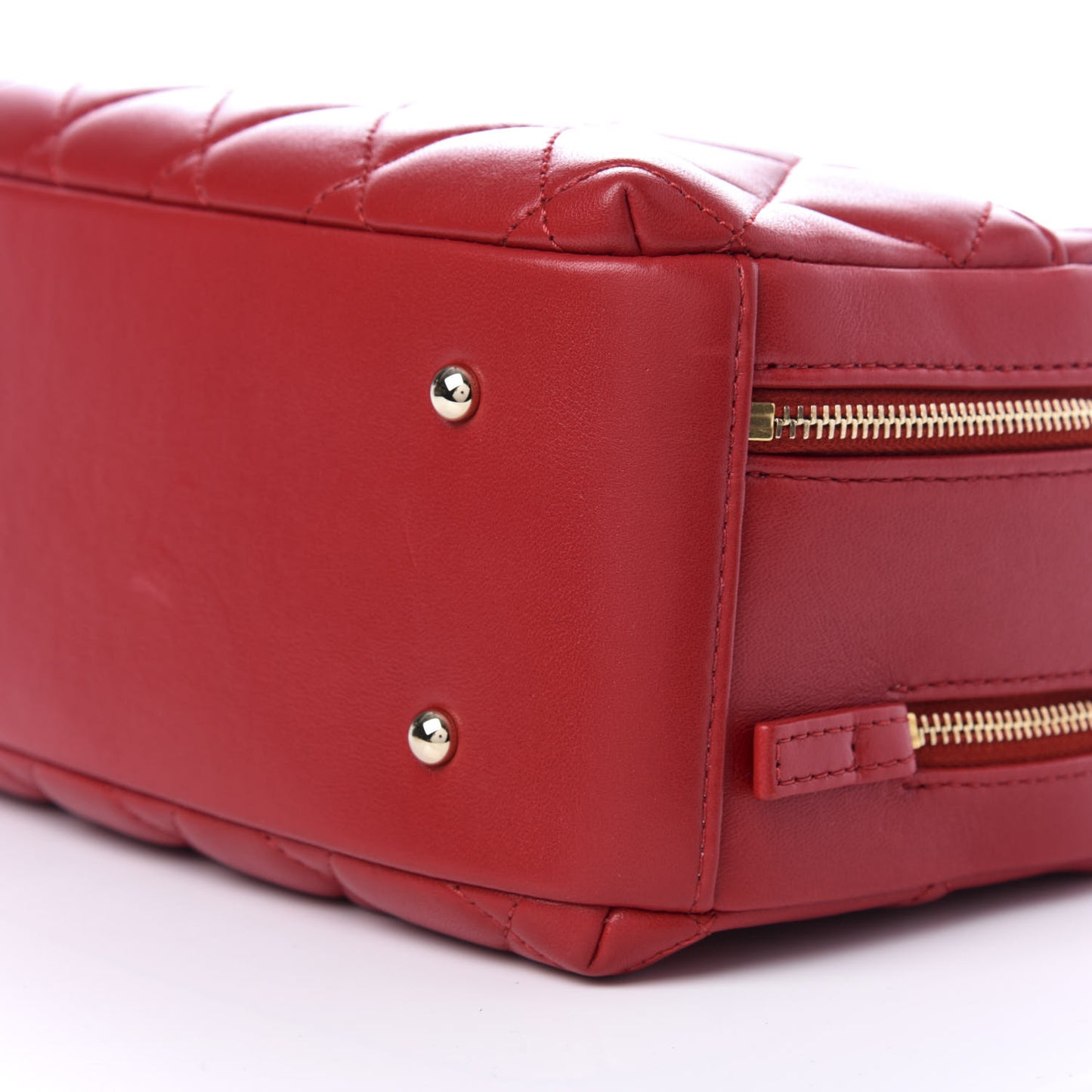 Lambskin Quilted Small Trendy CC Bowling Bag Red