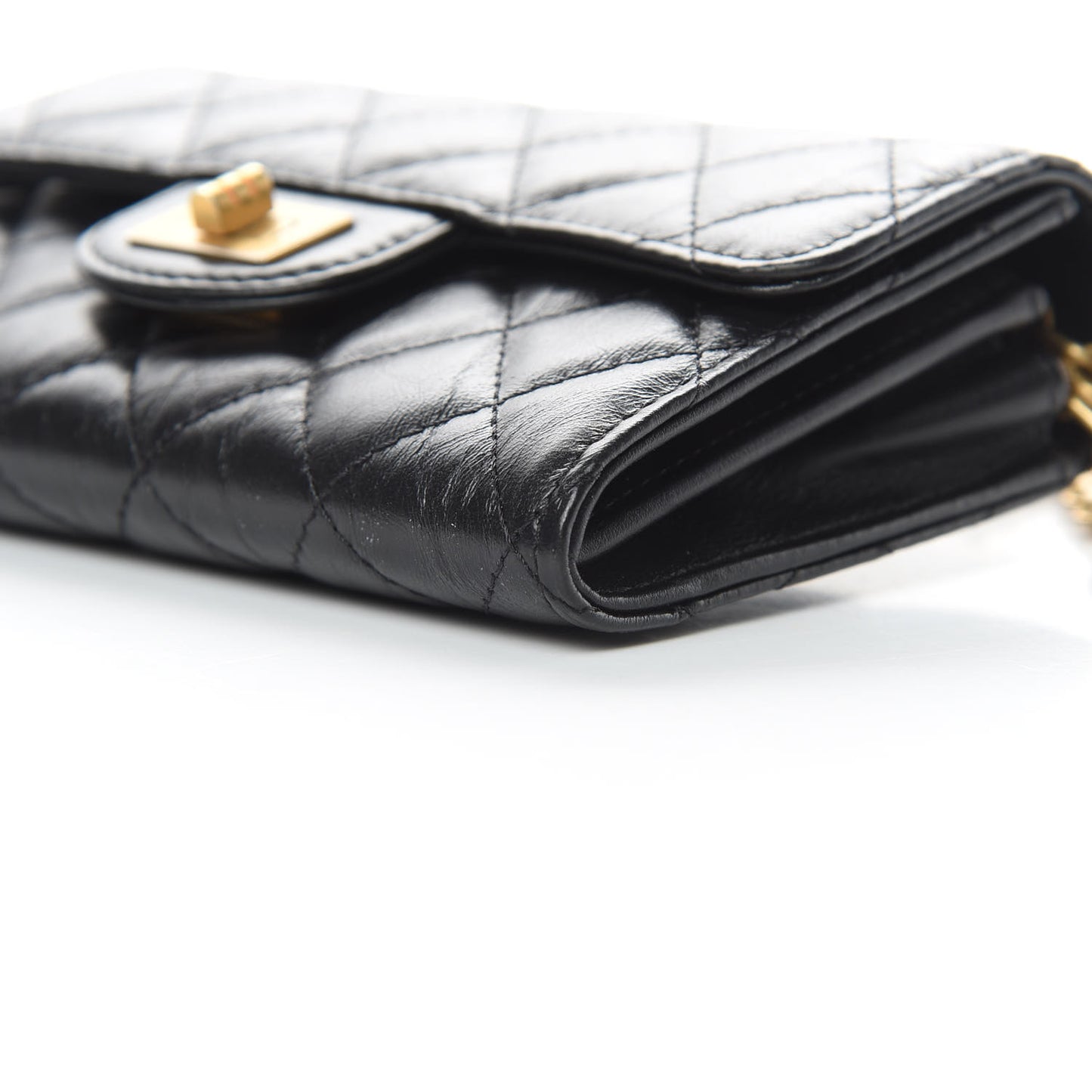 Aged Calfskin Quilted 2.55 Reissue Clutch With Chain Black