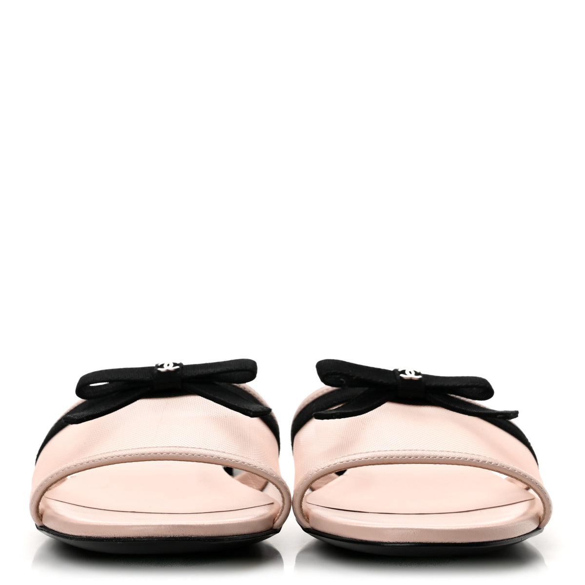 Chanel Mesh Lambskin CC Bow Mules 37.5 Pink 3 of 9