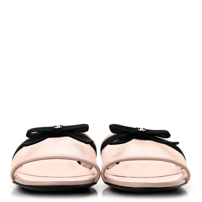 Chanel Mesh Lambskin CC Bow Mules 37.5 Pink 3 of 9