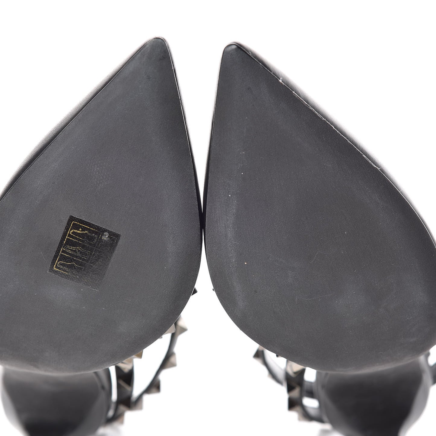 Calfskin Nappa Rockstud Ankle Strap 100mm Pumps 39.5 Black