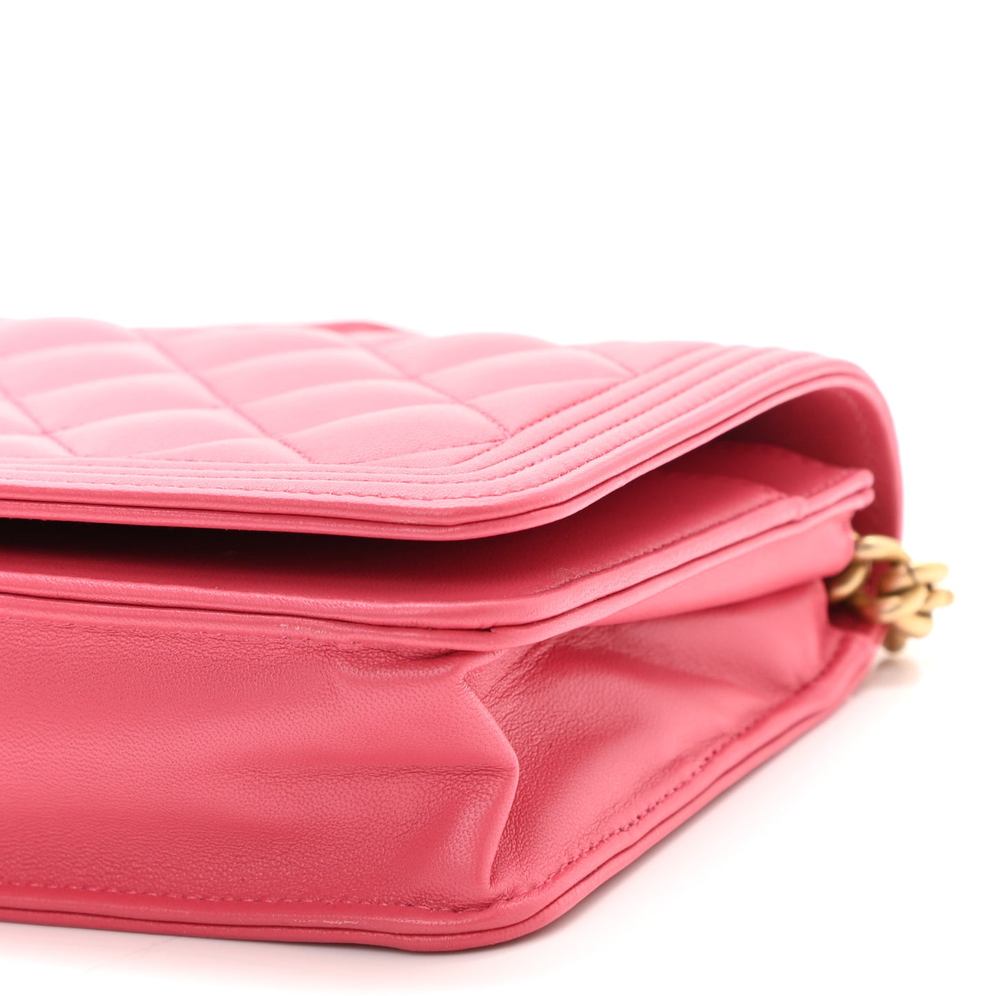 Lambskin Quilted Boy Wallet On Chain WOC Fuchsia