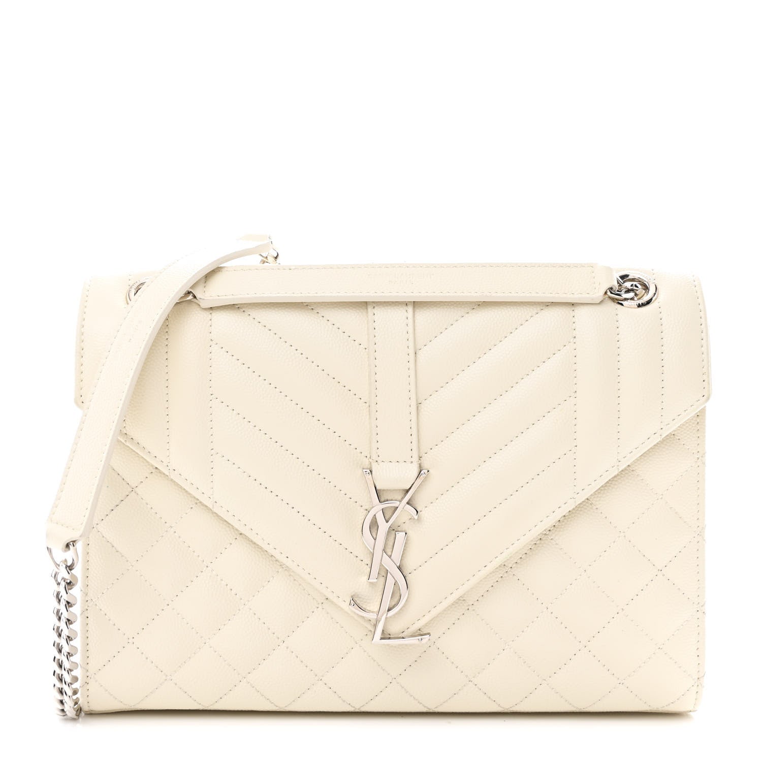 Saint Laurent Grain De Poudre Textured Mixed Matelasse Medium Triquilt Monogram Satchel Crema Soft 1 of 11