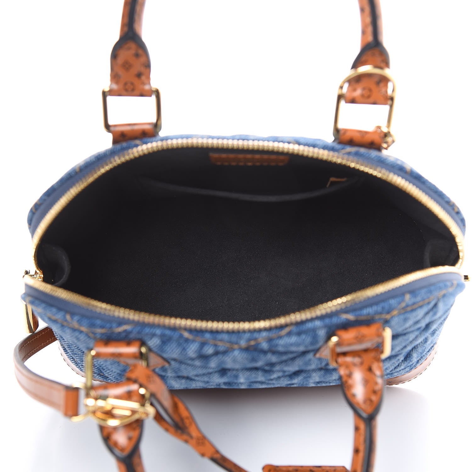 Louis Vuitton Denim Calfskin Reverse Monogram Malletage Alma BB Blue 7 of 8
