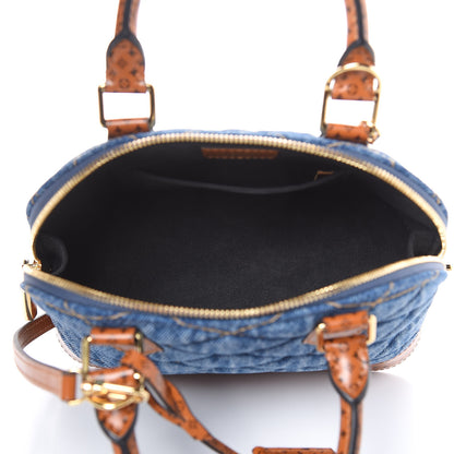 Louis Vuitton Denim Calfskin Reverse Monogram Malletage Alma BB Blue 7 of 8