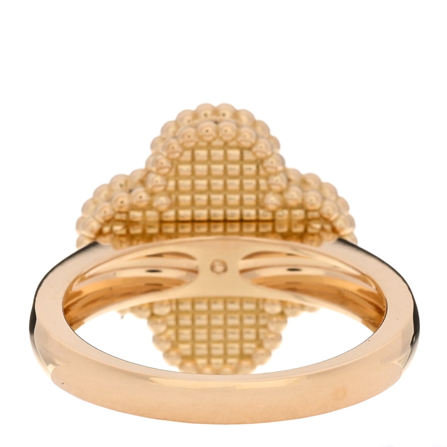 18K Yellow Gold Carnelian Diamond Vintage Alhambra Ring 52 6
