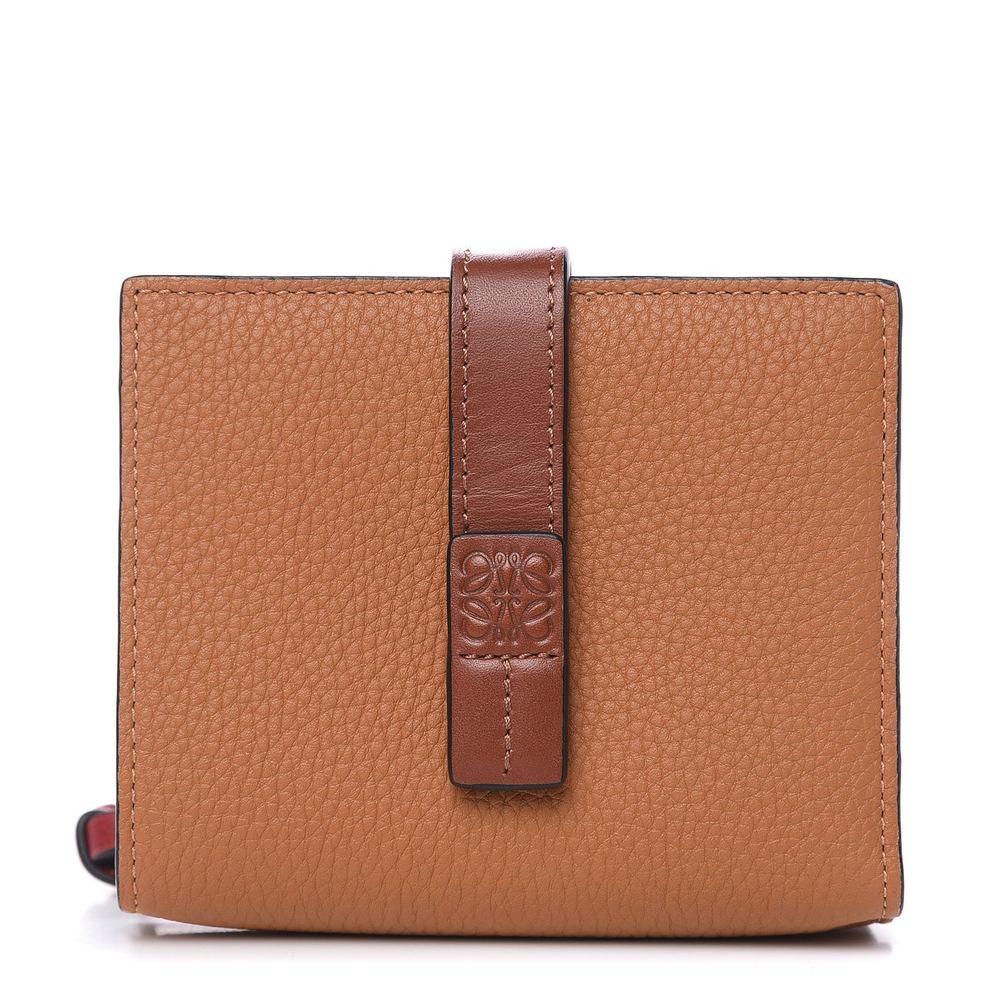 Grained Calfskin Compact Zip Wallet Light Caramel Pecan