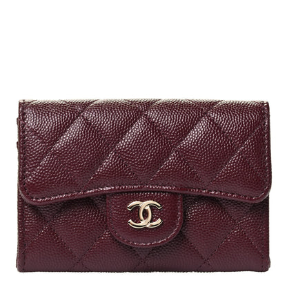 Chanel Caviar Quilted Flap Card Holder Wallet Burgundy 1 of 4