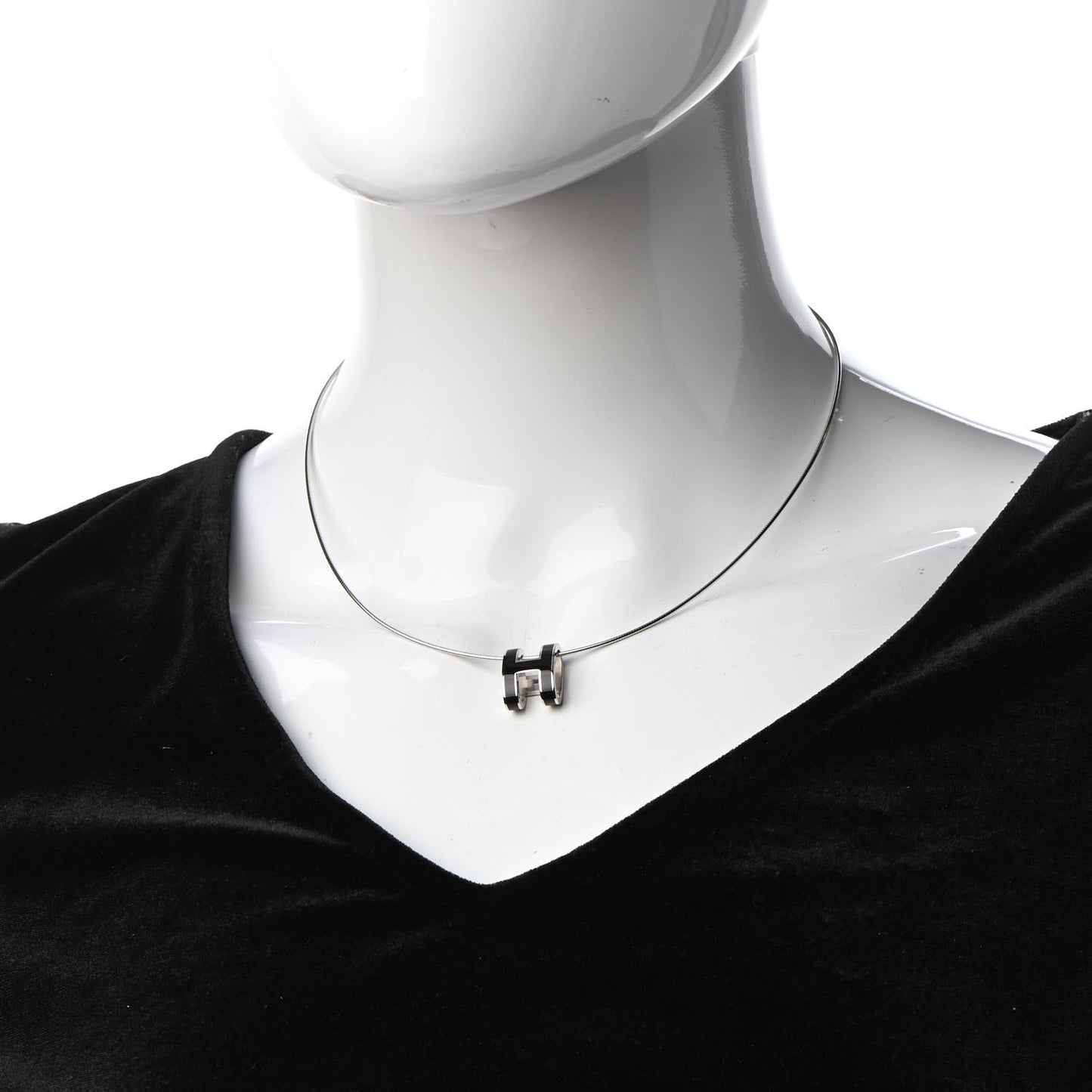 Lacquered Palladium Pop H Pendant Necklace Black
