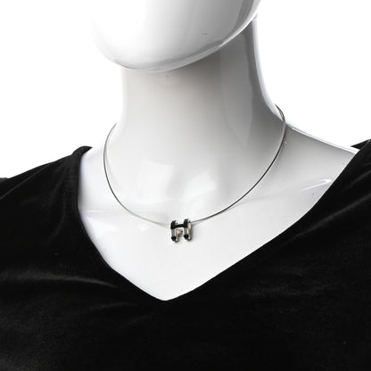 Hermes Lacquered Palladium Pop H Pendant Necklace Black 2 of 7