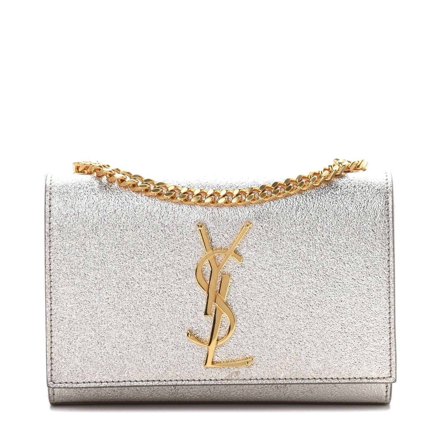 Metallic Calfskin Small Classic Monogram Kate Satchel Pale Gold