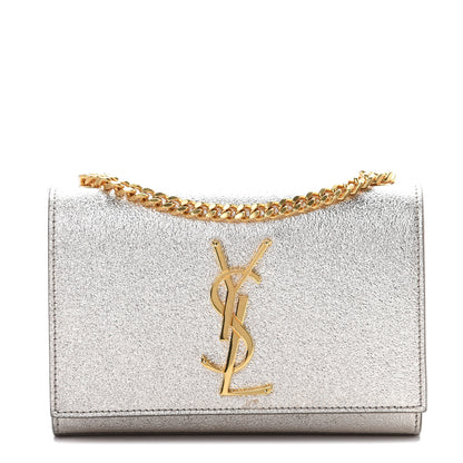 Saint Laurent Metallic Calfskin Small Classic Monogram Kate Satchel Pale Gold 1 of 10