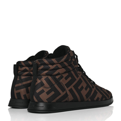 Fendi Nylon FF Reloaded High Top Sneakers 39 Tobacco Black 4 of 9